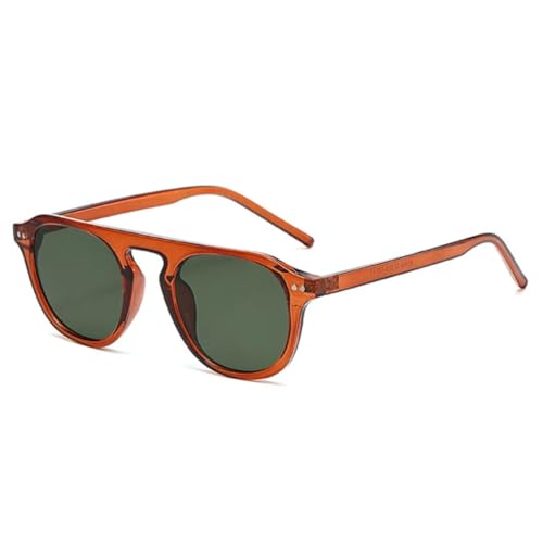 QGGNMGT Retro-Sonnenbrille mit Nieten für Herren, modisch, dunkelgrün, UV400, trendig, für Damen (rot, braun, dunkelgrün) von QGGNMGT