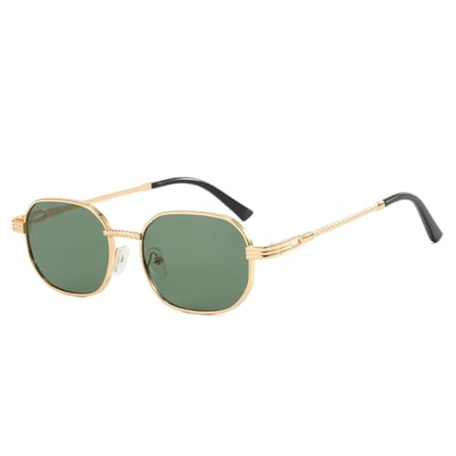 QGGNMGT Retro-Sonnenbrille mit kleinem Metallrahmen, modische Verlaufsgläser, UV400, für Herren, Punk, Dunkelgrün (Goldenes Dunkelgrün) von QGGNMGT