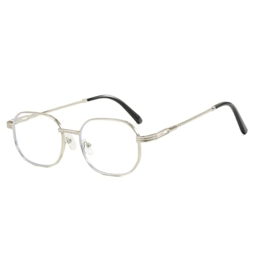 QGGNMGT Retro-Sonnenbrille mit kleinem Metallrahmen für Damen, modische Verlaufsgläser, UV400-Schutz, Punk-Stil, Dunkelgrün (Silber klar) von QGGNMGT