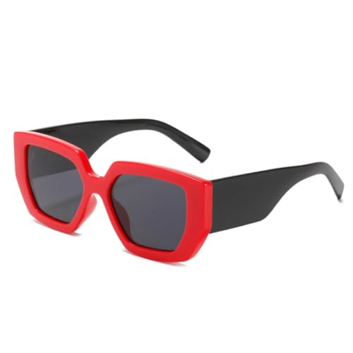 QGGNMGT Retro Übergroße Cat Eye Damen Sonnenbrille Mode Weite Beine Brillen Shades UV400 Herren (Rot Schwarz Grau) von QGGNMGT