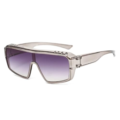 QGGNMGT Retro Übergroße Damen Winddichte Schutzbrille Sonnenbrille Mode Einteiler Herren Outdoor Sport Punk Farbverlauf (Grau Grau Farbverlauf) von QGGNMGT