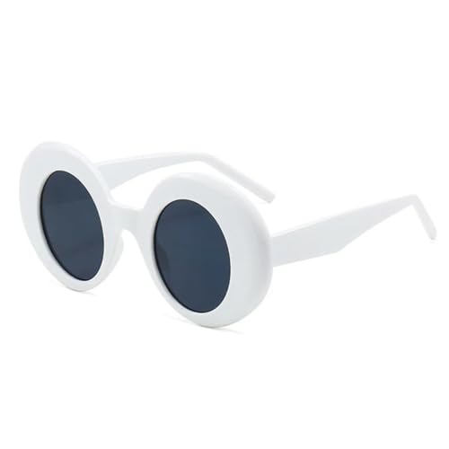 QGGNMGT Retro Übergroße Ovale Damen Sonnenbrille Mode Candy Color Herren Punk (Weiß Grau) von QGGNMGT
