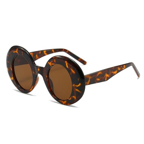 QGGNMGT Retro Übergroße ovale Damen-Sonnenbrille, modisch, Bonbonfarben, Herren, Punk (Leopardentee) von QGGNMGT