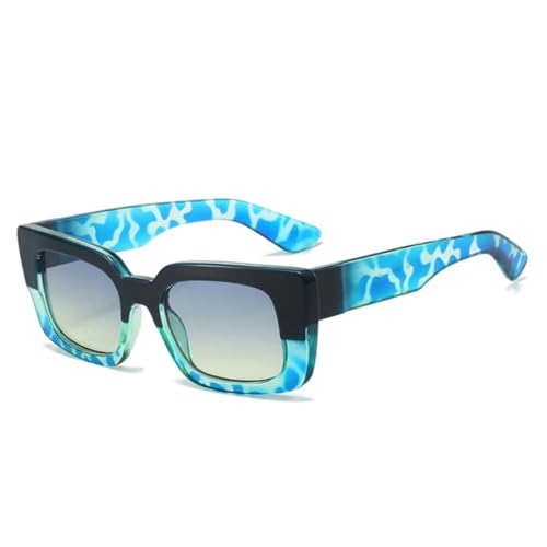 QGGNMGT Sonnenbrille Damen Doppelfarbverlauf UV400 Retro Punk Leopard (Schwarz Blau Leopard) von QGGNMGT