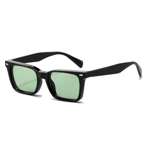 QGGNMGT Sonnenbrille Damenmode Dunkelgrüne Farbtöne UV400 Retro Nieten Dekoration Punk Herren (Schwarz Grün) von QGGNMGT