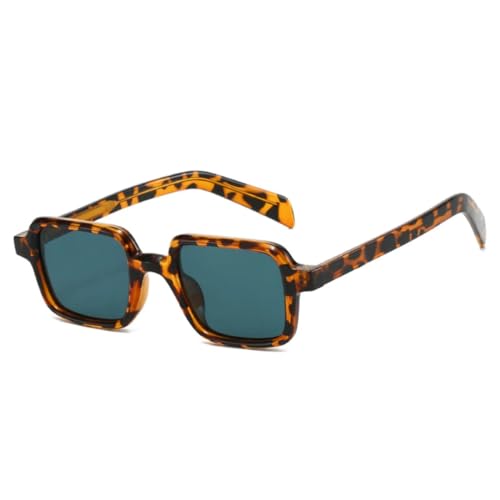 QGGNMGT Sonnenbrille Herren Sonnenbrille UV400 Mode Damen Trendy Klare Linse Rahmen (Leopard Grün Grau) von QGGNMGT