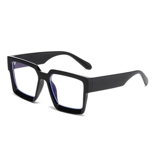 QGGNMGT Übergroße Damen-Sonnenbrille, modisch, klar, mit Farbverlauf, UV400, für Herren, trendiger Punk (schwarz, klar) von QGGNMGT