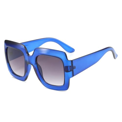 QGGNMGT Übergroße Damen-Sonnenbrille mit buntem Leopardenmuster, modischer Farbverlauf, weibliche Sonnenbrille, UV400, für Herren, Outdoor-Sport (blau-grauer Farbverlauf) von QGGNMGT
