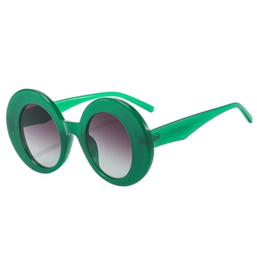 QGGNMGT Übergroße ovale bunte Sonnenbrille für Damen, Retro-Farbverlauf, Punk-Sonnenbrille für Herren (Grün-Grau-Farbverlauf) von QGGNMGT