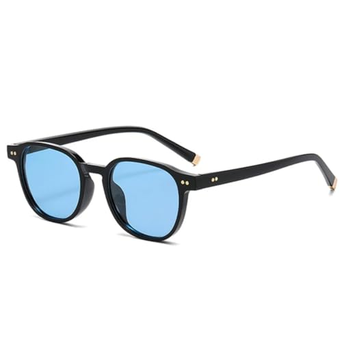 QGGNMGT Vintage Herren Punk Sonnenbrillen Shades Uv400 Mode Nieten Dekoration Shades Uv400 Damen Trendy (Schwarz Blau) von QGGNMGT