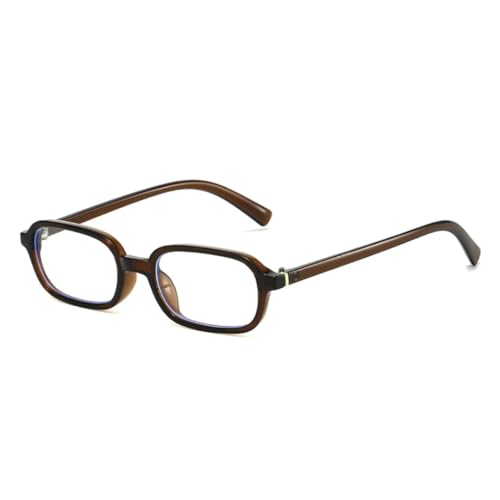 QGGNMGT Vintage Kleine Rechteckige Sonnenbrille Damen Shades UV400 Mode Klare Linse Rahmen (Braun Klar) von QGGNMGT