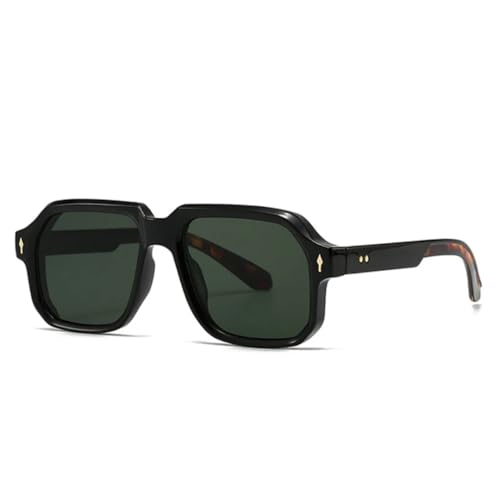 QGGNMGT Vintage Nieten Damen Sonnenbrille Shades Uv400 Herren Punk Blau (Schwarz Dunkelgrün) von QGGNMGT