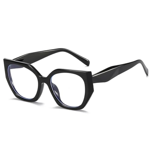 QGGNMGT Vintage Polygon Cat Eye Damen Sonnenbrillenrahmen Fashion Eyewear Herren Doppelfarbiger Rahmen (Schwarz) von QGGNMGT