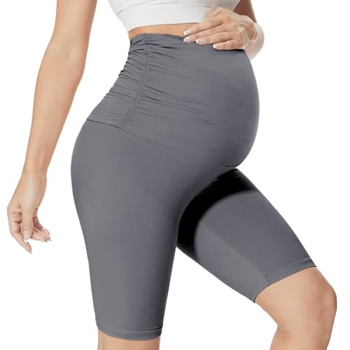 QGGQDD Kurze Umstandsleggings Damen Umstands Radlerhose Umstandshose Kurz Schwangerschaft Für Schwangere(Grau,Small) von QGGQDD