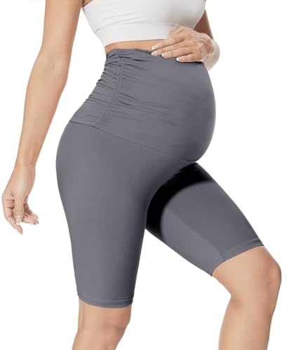 QGGQDD Kurze Umstandsleggings Damen Umstands Radlerhose Umstandshose Kurz Schwangerschaft Für Schwangere(Grau,Large) von QGGQDD