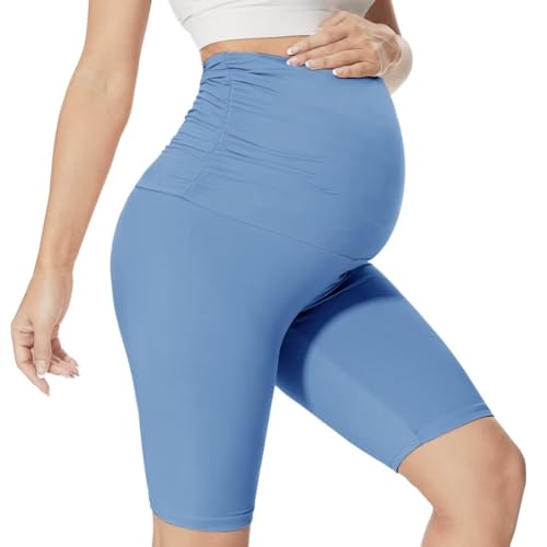 QGGQDD Kurze Umstandsleggings Damen Umstands Radlerhose Umstandshose Kurz Schwangerschaft Für Schwangere(Hellblau,Medium) von QGGQDD