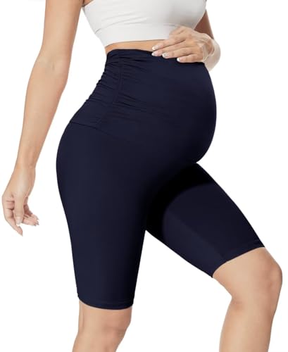 QGGQDD Kurze Umstandsleggings Damen Umstands Radlerhose Umstandshose Kurz Schwangerschaft Für Schwangere(Marineblau,Large) von QGGQDD