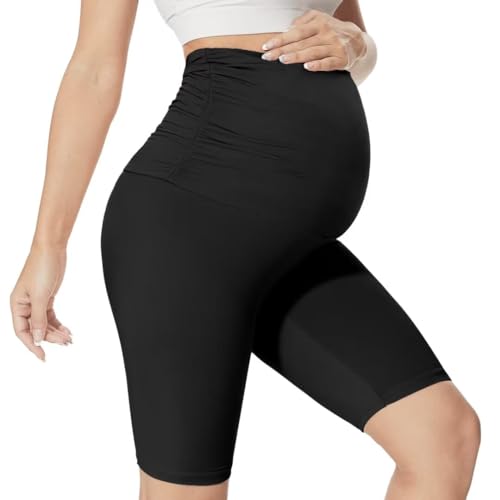 QGGQDD Kurze Umstandsleggings Damen Umstands Radlerhose Umstandshose Kurz Schwangerschaft Für Schwangere(Schwarz,Small) von QGGQDD