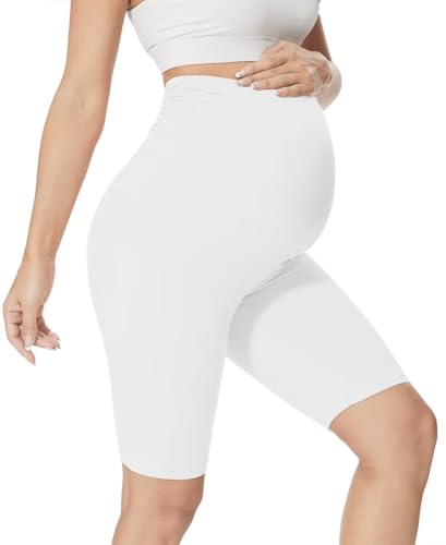 QGGQDD Kurze Umstandsleggings Damen Umstands Radlerhose Umstandshose Kurz Schwangerschaft Für Schwangere(Weiß,Large) von QGGQDD