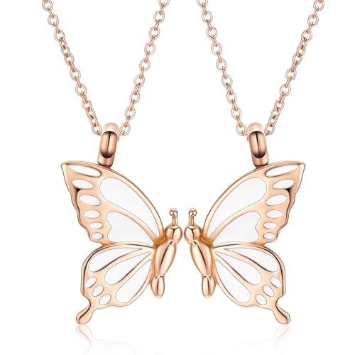 QGJNSGC 2 Stück Schmetterling Urne Halsketten für Asche für Frauen Mädchen Edelstahl Anhänger Kremation Keepsake Schmuck Memorial Geschenke von QGJNSGC
