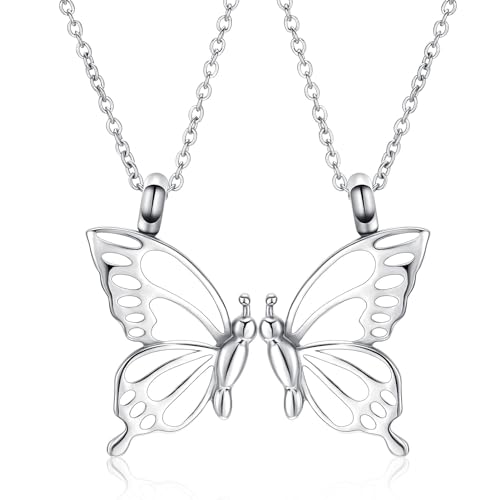 QGJNSGC 2 Stück Schmetterling Urne Halsketten für Asche für Frauen Mädchen Edelstahl Anhänger Kremation Keepsake Schmuck Memorial Geschenke von QGJNSGC