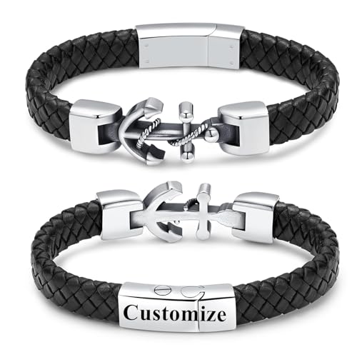 QGJNSGC Anker Einäscherung Armband für Asche - Edelstahl Urn Denkmal Schmuck Geflochtenes Leder Armband - Glaube Religiöse christliche Erinnerung für Männer Frauen von QGJNSGC