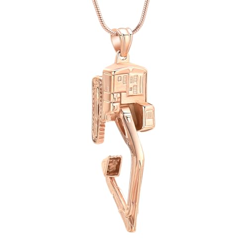 QGJNSGC Bagger LKW Urne Halskette für Asche für Männer Frauen Einäscherung Schmuck von geliebten Menschen Memorial Medaillon Anhänger (Roségold) von QGJNSGC