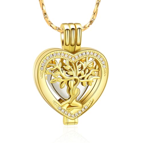 QGJNSGC Baum des Lebens Urnen-Halsketten für Asche, Herz, Einäscherung, Gedenkschmuck für Damen und Herren, Aschehalter, Andenken, Schmuck, Geschenke für geliebte Menschen, Einheitsgröße, Edelstahl QGJNSGC Baum des Lebens Urnen-Halsketten für Asche, Herz, Einäscherung, Gedenkschmuck für Damen und Herren, Aschehalter, Andenken, Schmuck, Geschenke für geliebte Menschen, Einheitsgröße, Edelstahl von QGJNSGC