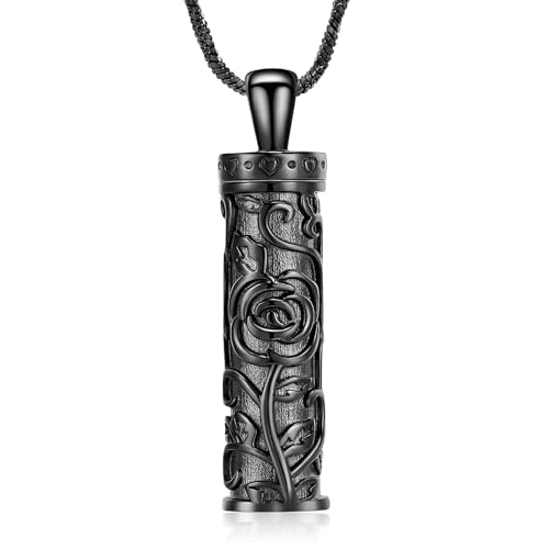 QGJNSGC Blume keltische Urne Halskette Zylinder Bar herzförmige Urne Halskette für Asche Anhänger Keepsake Halskette für Asche Erinnerung Keepsake Kremation Schmuck für Frauen von QGJNSGC