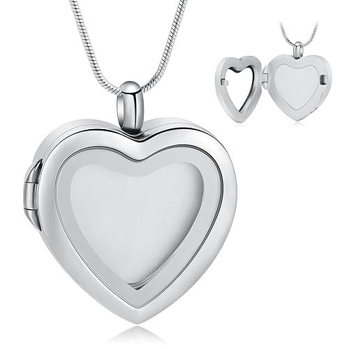 QGJNSGC Cremation Jewelry for Ashes Heart Locket Necklace for Women Girls That Holds Pictures Urn Necklace for Ashes Women Men Necklaces Photo Lockets von QGJNSGC