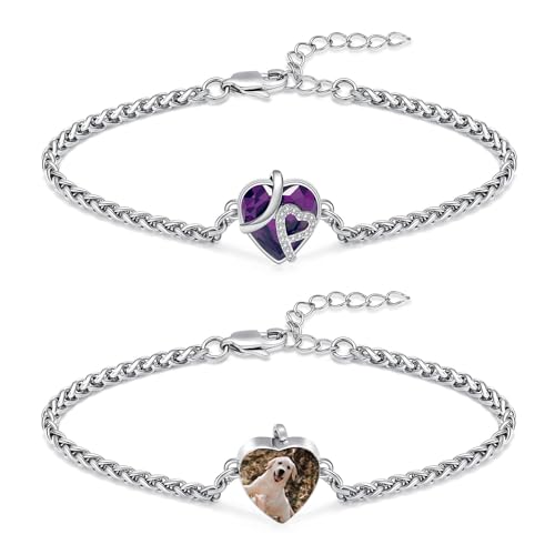 QGJNSGC Einäscherung Armband Herz Urne Armband für Asche für Frauen hält die Asche eines geliebten Menschen Memorial Keepsake Crystals Link Armreif Loved Ones Schmuck von QGJNSGC