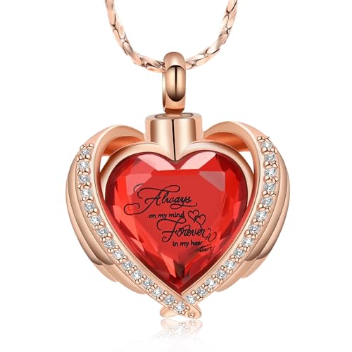 QGJNSGC Einäscherung Schmuck für Asche Anhänger Kristall Herz Urne Halskette Andenken Urne Memorial Anhänger Asche-Halter von QGJNSGC