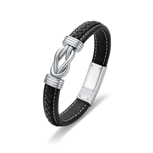 QGJNSGC Urnen Armband für Asche Einäscherung Schmuck für Männer Infinity Gedenk-Asche Manschette Armreif Lederarmband Andenken-Schmuck von QGJNSGC