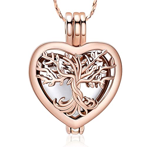 QGJNSGC Einäscherungsschmuck Herz Urne Halsketten für Asche für Frauen Blume Memorial Mini Keepsake Asche Hollow Anhänger von QGJNSGC