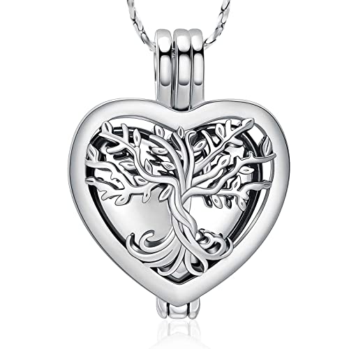 QGJNSGC Einäscherungsschmuck Herz Urne Halsketten für Asche für Frauen Blume Memorial Mini Keepsake Asche Hollow Anhänger von QGJNSGC