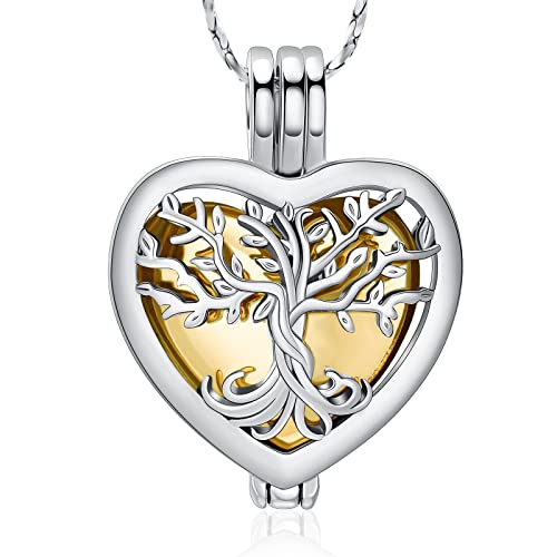 QGJNSGC Einäscherungsschmuck Herz Urne Halsketten für Asche für Frauen Blume Memorial Mini Keepsake Asche Hollow Anhänger von QGJNSGC