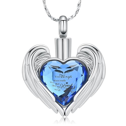 QGJNSGC Herz Urne Halskette für Asche Kristall Kremation Schmuck Memorial Keepsake Urne Anhänger Asche Halter für Frauen Männer Gedenkstätte Andenken Schmuck Erinnerungsstück Halskette von QGJNSGC