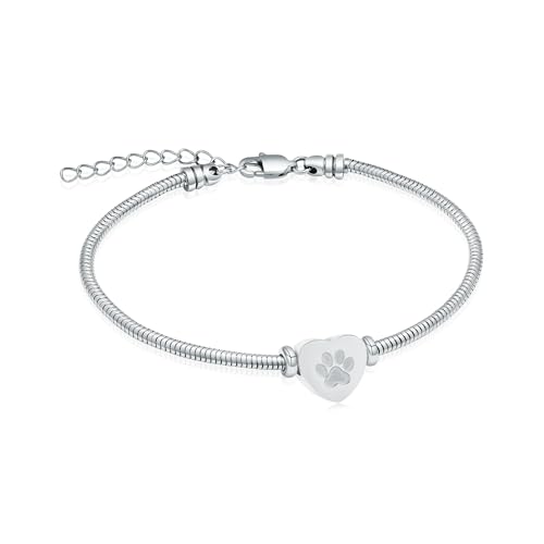 QGJNSGC Herz Haustier Einäscherung Urne Armband für Asche für Frauen Hund Katze Pfote Urne Bangle Herz Einäscherung Schmuck Andenken Gedenkstätte Schlange Link Urne Schmuck (Silber) von QGJNSGC