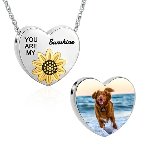 QGJNSGC Herz Pfote Urne Halsketten für Asche Pfote drucken Einäscherungs-Schmuck für Asche Haustier Katzen Hunde Keepsake Memorial Halskette für Frauen Männer Asche Halter Urne Anhänger von QGJNSGC