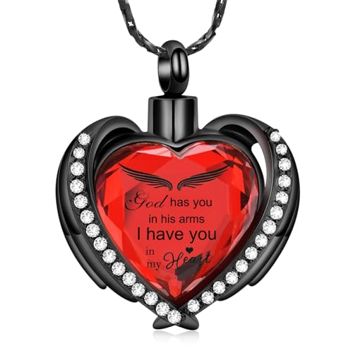 QGJNSGC Herz Urne Halskette für Asche Kristall Kremation Schmuck Memorial Keepsake Urne Anhänger Asche Halter für Frauen Männer Gedenkstätte Andenken Schmuck Erinnerungsstück Halskette von QGJNSGC