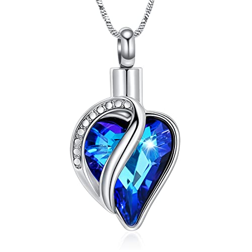 QGJNSGC Infinity Liebe Herz Urne Halskette für Asche für Frauen Mädchen Memorial Kristall Herz Urne Medaillon Asche Andenken Halskette von QGJNSGC