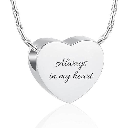 QGJNSGC Kleines Herz Einäscherung Urne Halskette für Asche Edelstahl Gedenk Asche Anhänger Keepsake-Schmuck von QGJNSGC
