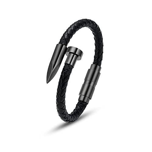 QGJNSGC Kremation Schmuck Nagel Urne Armband für Asche für Frauen Männer Keepsake Memorial Manschette Urne Armreif geflochtenes Lederarmband für Asche von QGJNSGC