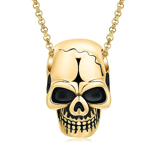 QGJNSGC Kremationsschmuck Totenkopf Asche Andenken Unisx Design Kremationsurne Halskette Gedenkschmuck für Liebe Asche Medaillon von QGJNSGC