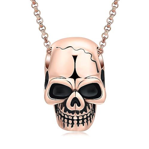 QGJNSGC Kremationsschmuck Totenkopf Asche Andenken Unisx Design Kremationsurne Halskette Gedenkschmuck für Liebe Asche Medaillon von QGJNSGC