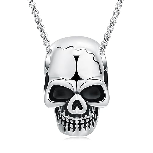 QGJNSGC Kremationsschmuck Totenkopf Asche Andenken Unisx Design Kremationsurne Halskette Gedenkschmuck für Liebe Asche Medaillon von QGJNSGC