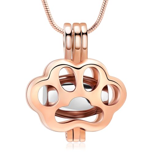QGJNSGC Pet Einäscherung Schmuck für Asche für Hund Katze Pfote Print Memorial Locket Urne Halskette mit Mini Fall Keepsake Einäscherung Schmuck für Frauen/Männer von QGJNSGC