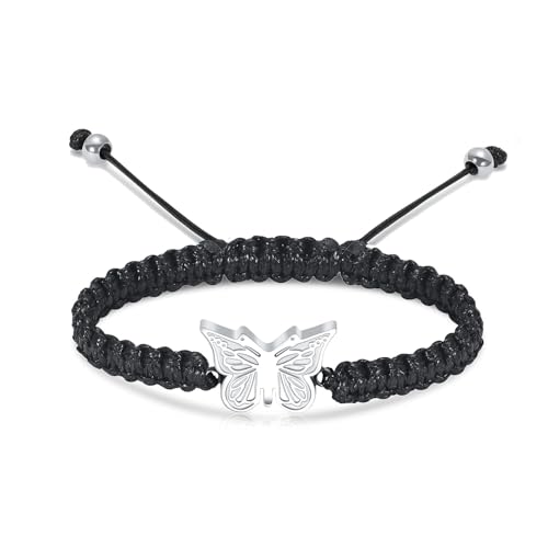 QGJNSGC Schmetterling Urne Armband für Asche für Frauen Männer einstellbar Einäscherung Memorial Keepsake Urne Armband Manmade geflochtene Asche Halter Urne Schmuck von QGJNSGC
