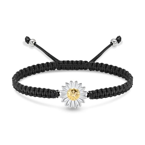 QGJNSGC Sonnenblume Einäscherung Schmuck Urne Armband Asche Andenken für Frauen Mädchen Einstellbare Einäscherung Schmuck geflochtene Seil Gedenkarmband Medaillon von QGJNSGC