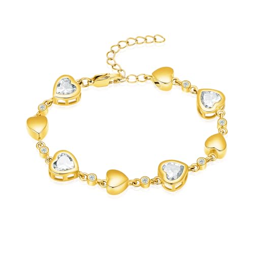 QGJNSGC Urne Armband für Asche Birthstone Armbänder für Frauen Herz Edelstein Armband Schmuck Kremation Memorial Keepsake Urne Armband (Gold-weiß) von QGJNSGC